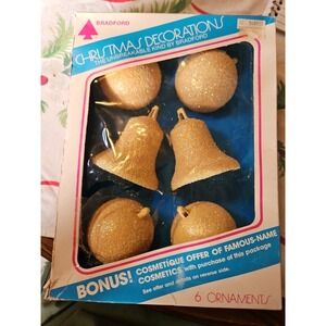 Vintage Bradford Novelty Co Unbreakable Christmas Ornaments/‎ Original Box (495)